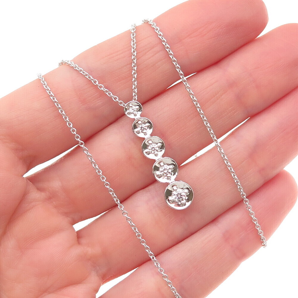 925 Sterling Silver Round-Cut C Z Graduated Drop Cable Chain Necklace 18"